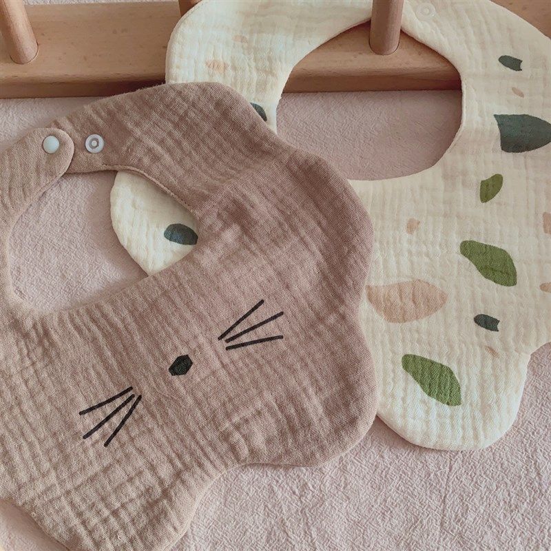 【3件装】A类春夏纯棉纱布围嘴新生儿围兜卡通柔软婴儿全棉口水巾,婴童用品,口水巾,淘宝优惠券,粉丝福利购,淘宝优惠卷