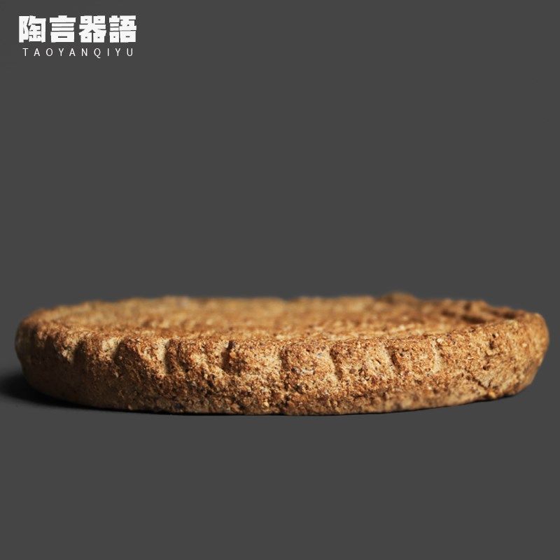 复古粗陶匣钵泥树桩年轮壶承禅意敦煌文化茶具配件烧水煮茶壶垫