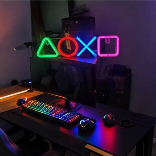 LED霓虹灯彩灯游戏装 饰灯洞洞板氛围灯电竞房间墙面背景网红布置