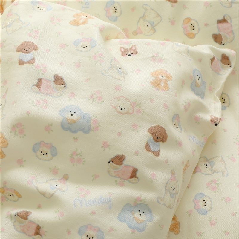 小狗卡通可爱儿童双层纱a类母婴级学生宿舍纯棉床单全棉单人被单,床上用品,床单,淘宝优惠券,粉丝福利购,淘宝优惠卷