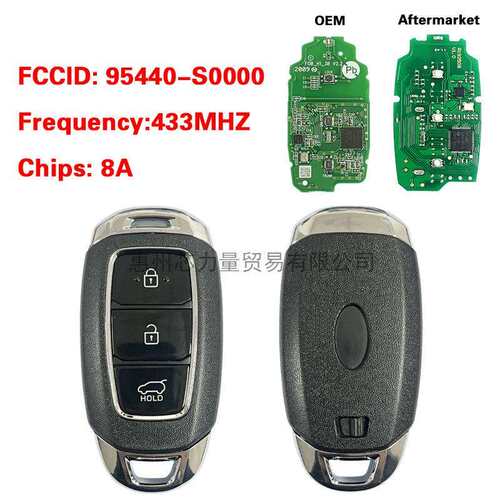 适用于2018年现代I30 N 3键智能卡433MHz 8AChip 95440-S0000
