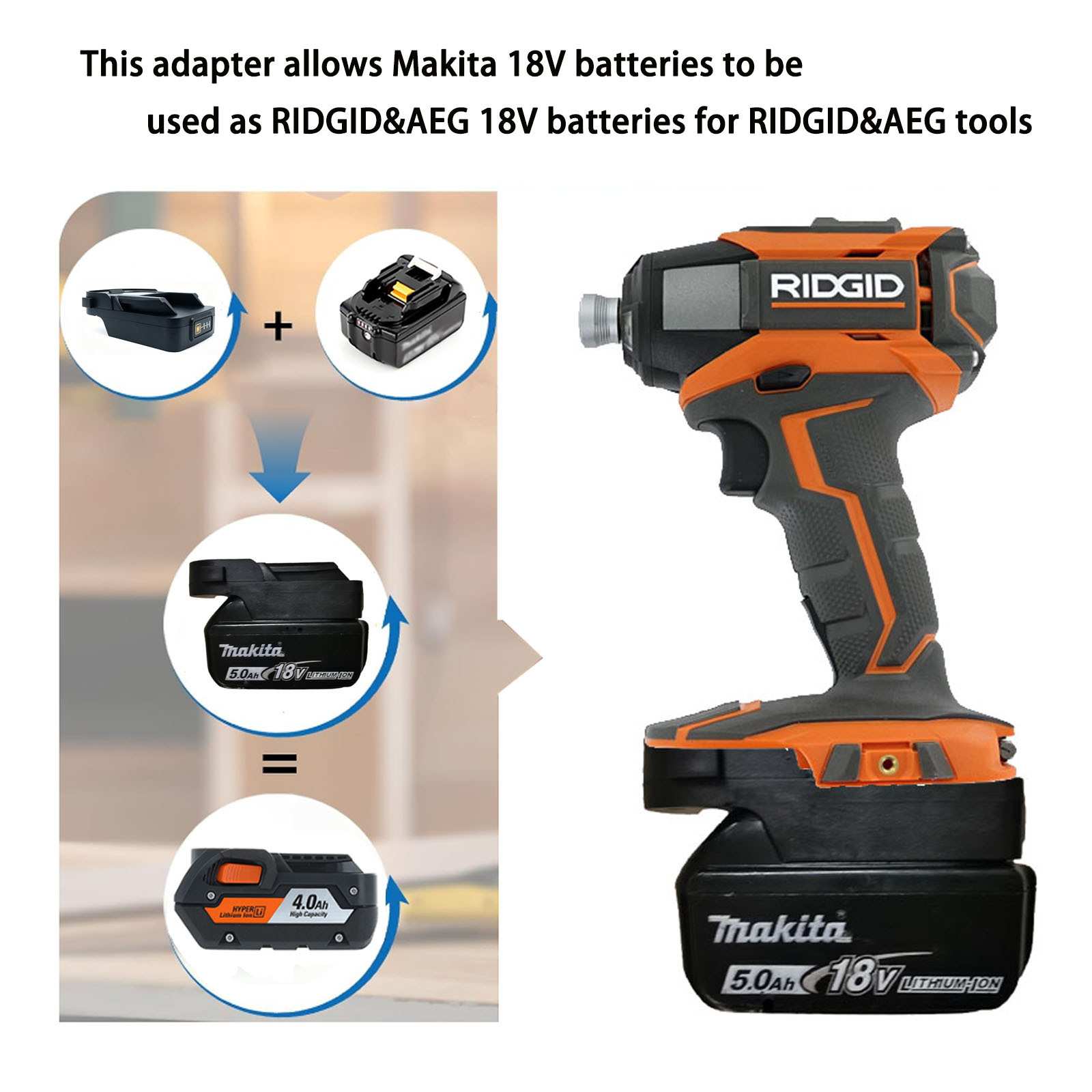 适配  18V电池转为可用在AEG&里奇RIDGID 18V锂电池工具 上