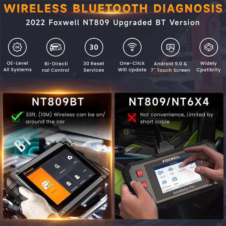 FOXWELL NT809BT 2022无线全系统双向扫描工具OBD2扫描仪诊断工具