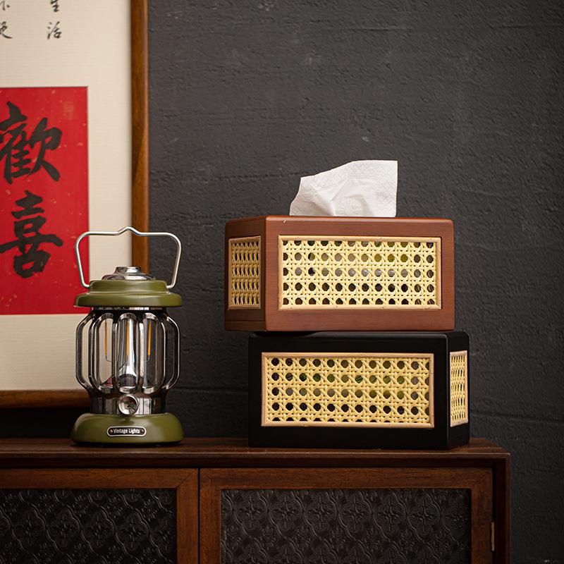 日式竹制仿藤编纸巾盒高颜值藤编抽纸盒家居卧室客厅茶几纸抽盒