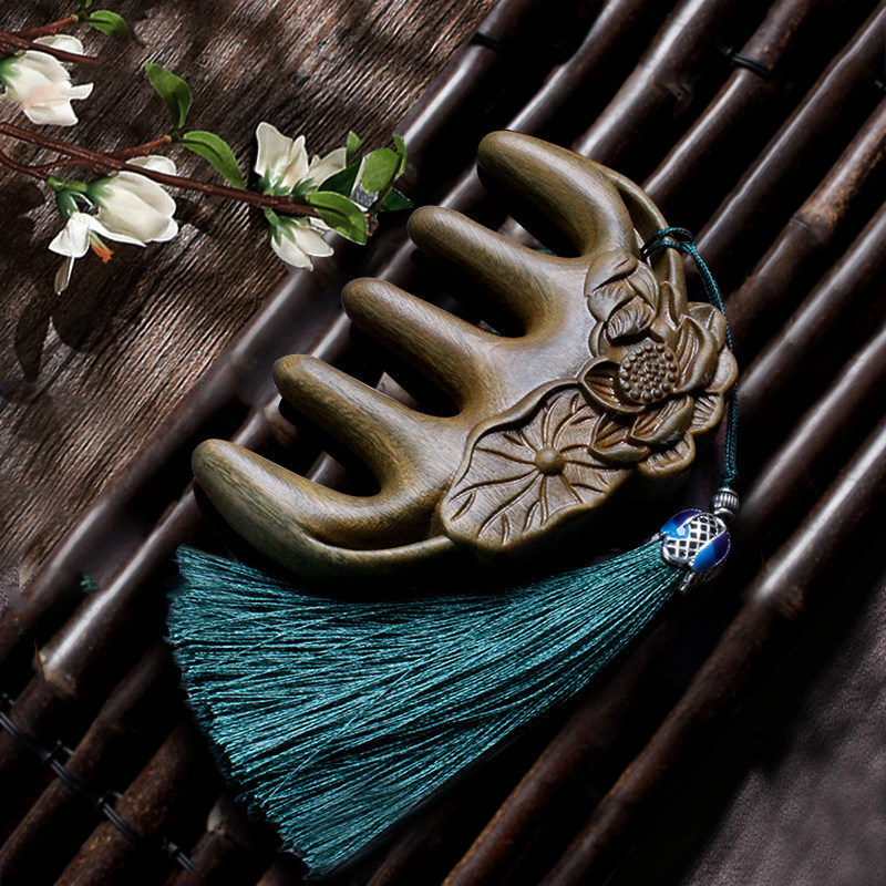 天然绿檀木梳组合套装迷你复古风头部经络天然宽齿雕花网红礼盒,家庭/个人清洁工具,梳子/化妆梳/按摩梳,淘宝优惠券,粉丝福利购,淘宝优惠卷