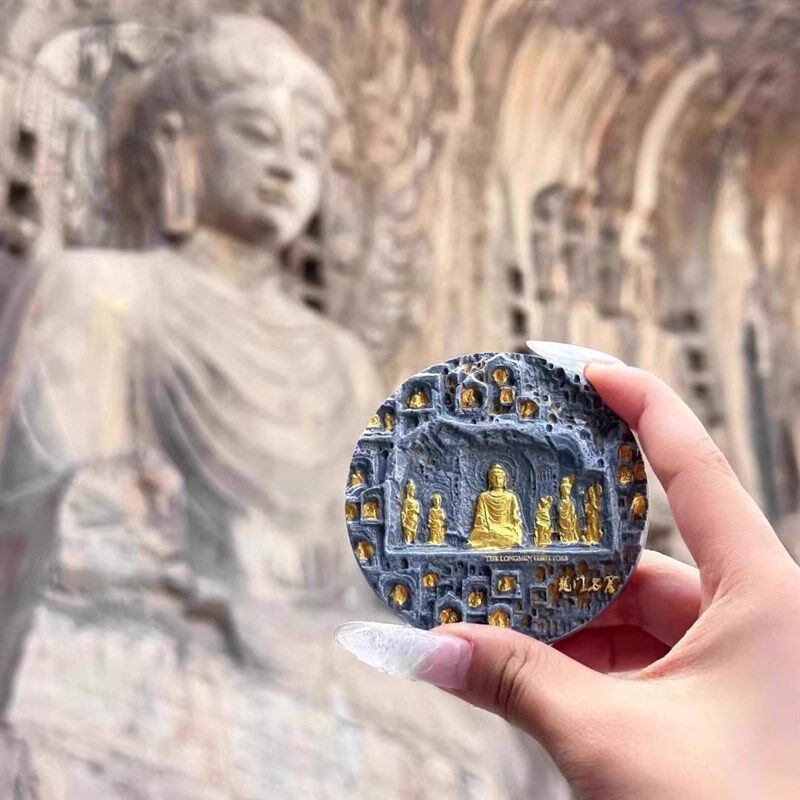 河南洛阳龙门石窟冰箱贴文创佛像夜灯特色限定立体浮雕磁贴纪念品
