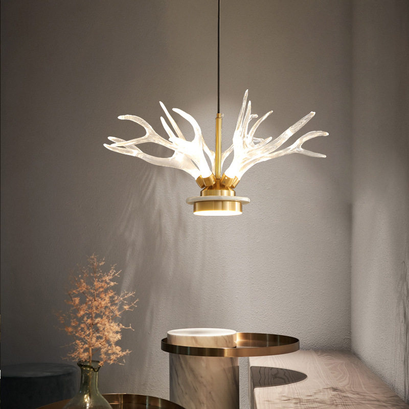 卧室吊灯后现代简约创意个性小客厅灯新款餐厅发光臂灯轻奢云石灯