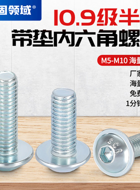 DIN7380-2半圆头内六角螺钉半圆内六角螺栓带垫半圆头内六角螺丝
