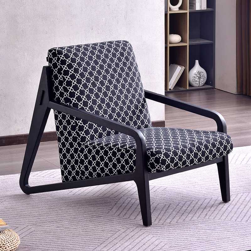 极简客厅单人位设计师懒人实木沙发休闲阳台人体工学椅子轻奢高级