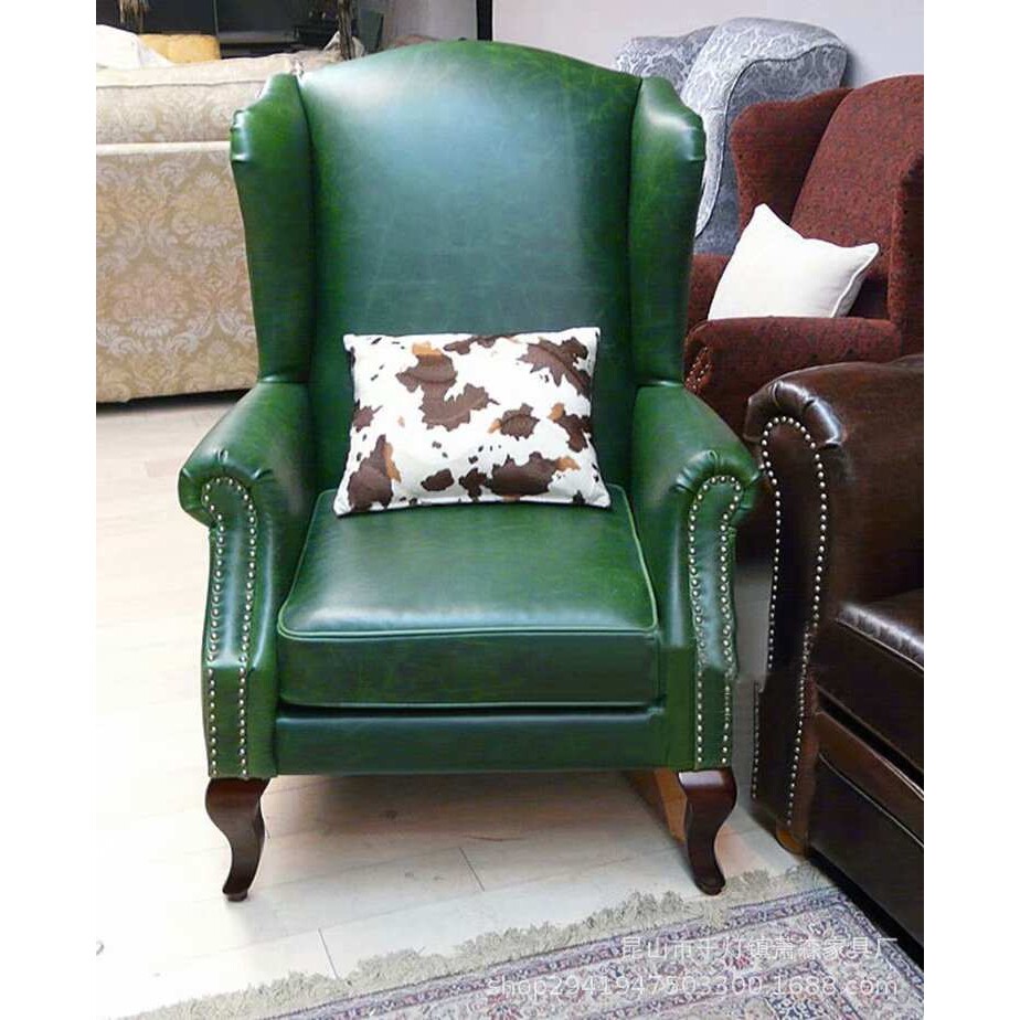 定制家具简约皮艺单人沙发户型客厅休闲高背沙发椅书房真皮老虎椅