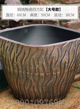 高档御三泥盆水缸大花鱼缸落地摆件庭院瓷园林陶仿古大缸坛花阳台