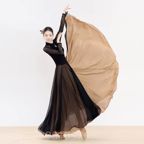高档柳歌古典舞舞蹈服女飘逸7半20度大摆裙现代舞裙身服人世间演