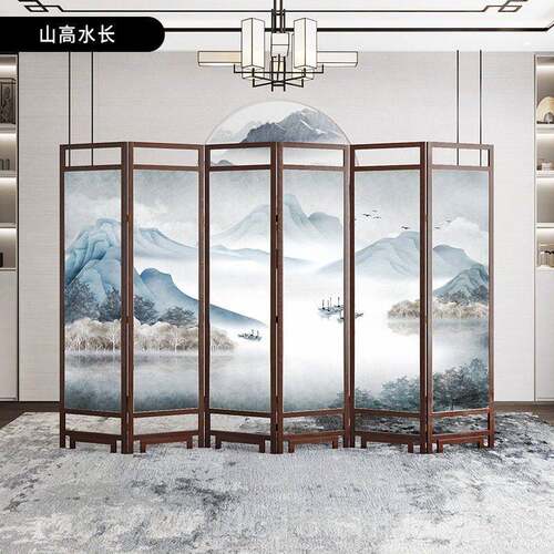 高档中式 实木屏风隔墙办断动公室折叠移酒 家用客店厅遮挡玄关
