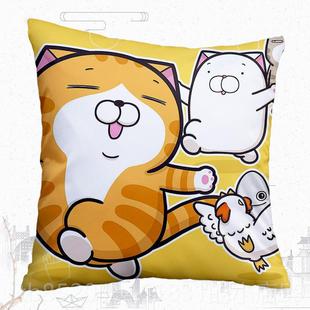 垫Cat Lan爛 白烂猫 抱枕方靠客厅卧室 枕臭 高档白貓 腰靠垫 Lan