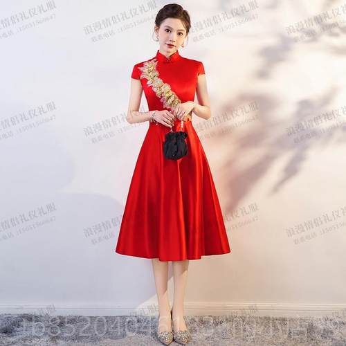 高档晚持礼服裙合女大唱团演出服气质指挥服主人舞台走秀迎宾礼物