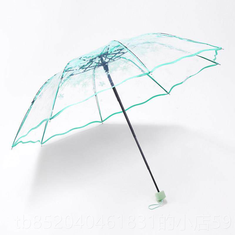 高档樱伞透明花雨折伞女晴雨两用全自动女心少可爱叠伞学生小清新
