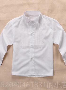 高档棉质儿童衣演裙连白色表长袖衬衫学生歌唱立领翼领尖领手风琴