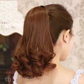 丝头发马尾假发 正品 真正中 妇女绑带40浪长度梨花卷发大波短全