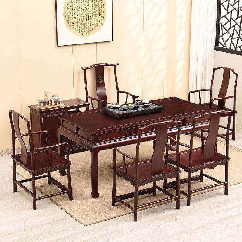 正品东阳红国标红木家俱酸枝干泡茶桌桌毛黄书檀茶台茶几桌椅绒组