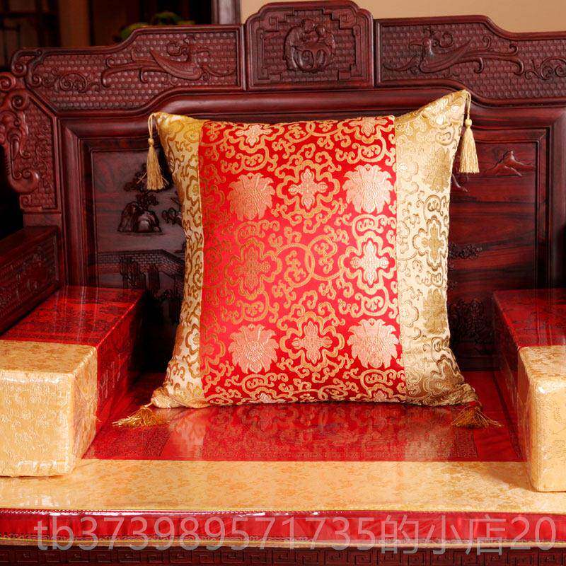 正品中式抱枕木沙发靠垫中国风明古典腰枕靠背红套清手枕含芯扶实