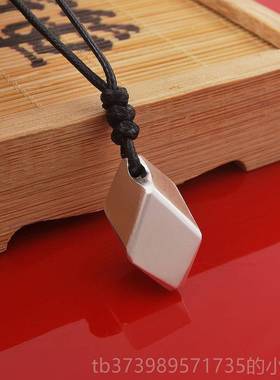 正品生原创设计心立方体实足银许愿石吊侣坠情饰品项链日礼物刻字