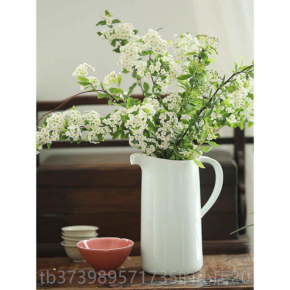 正品青执壶花壶插花禅家居摆件简洁中式陶瓷瓶包花邮新款白 闲趣