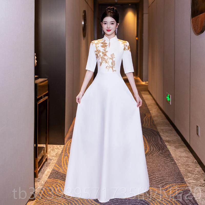 正品新款大出合唱演服女装长裙成团人合唱队服2025优雅长款主持人