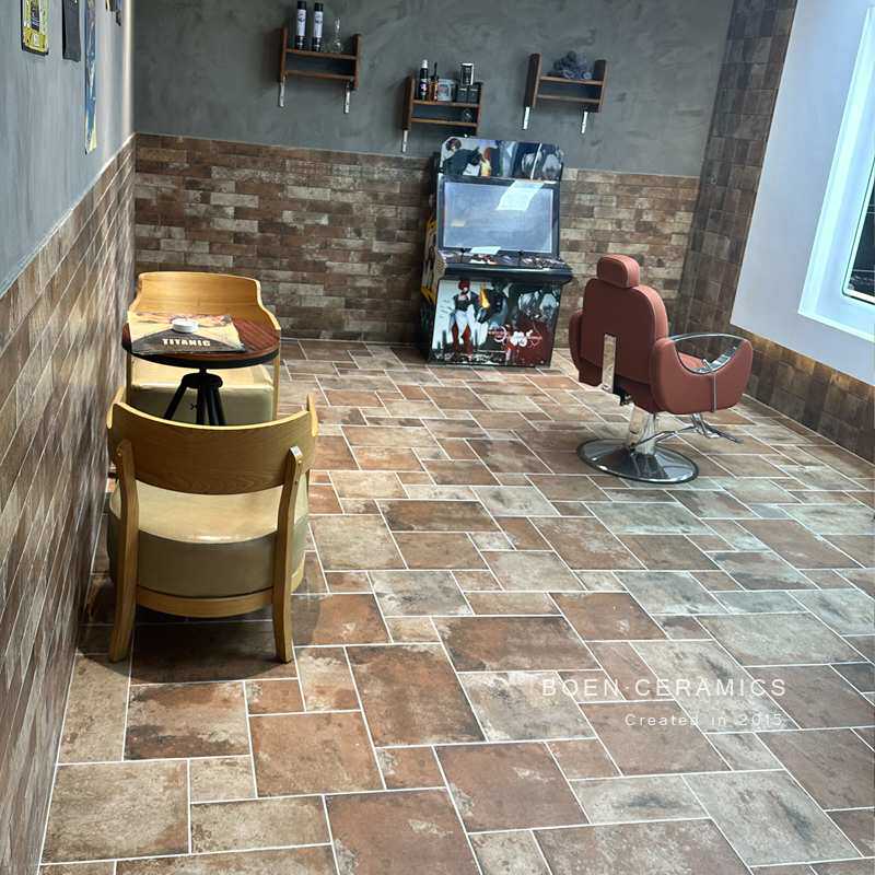 柏恩 美式复古古堡石瓷砖客厅花园阳台卫生间商用户外罗马拼地砖