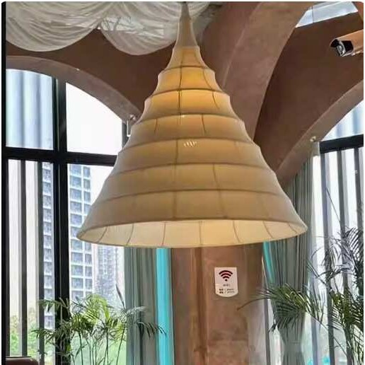 复古海鲜酒楼吊灯酒店茶室禅意设计师装饰灯笼宴厅会布艺帐篷灯具