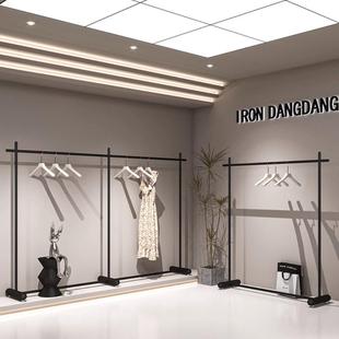 女装店展示架落地衣架服装店专用简约铁艺黑色货架男装衣服陈列架
