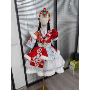 高档藏族舞演出服女202乐4蹈新款少数族声藏民服儿童女孩开场舞表