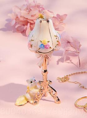 高档日本PICA结LS可爱猫咪灯创公主首饰台盒小 桌面摆件意女生婚