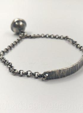 高档尚复古老银款时铃做旧银手链99足银手工铛私原创人订制纯银手