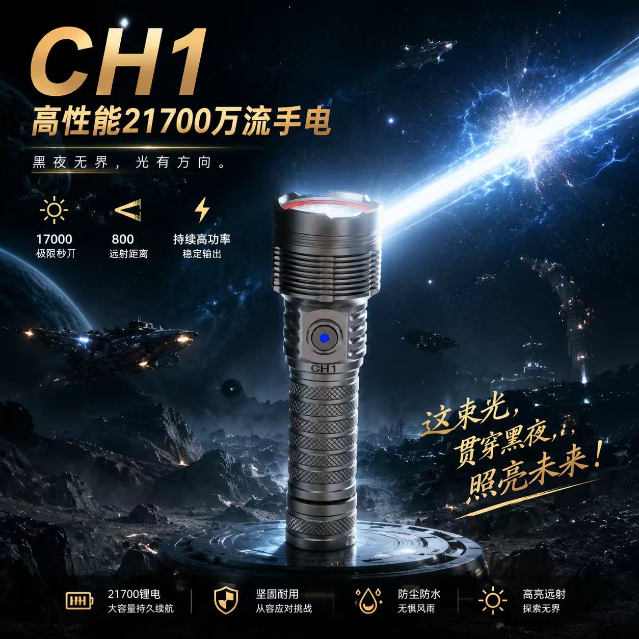 新品CH1手电真万流强光便携手电ch1手电