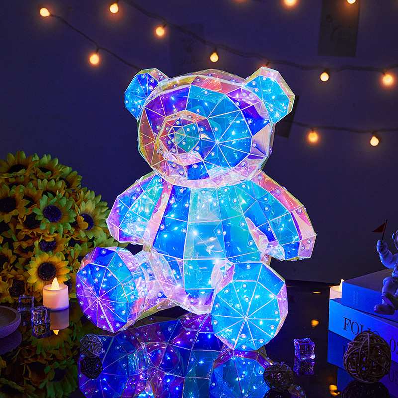 led星光熊小夜灯情人节生日礼物幻彩熊发光造型摆件送女友装饰灯
