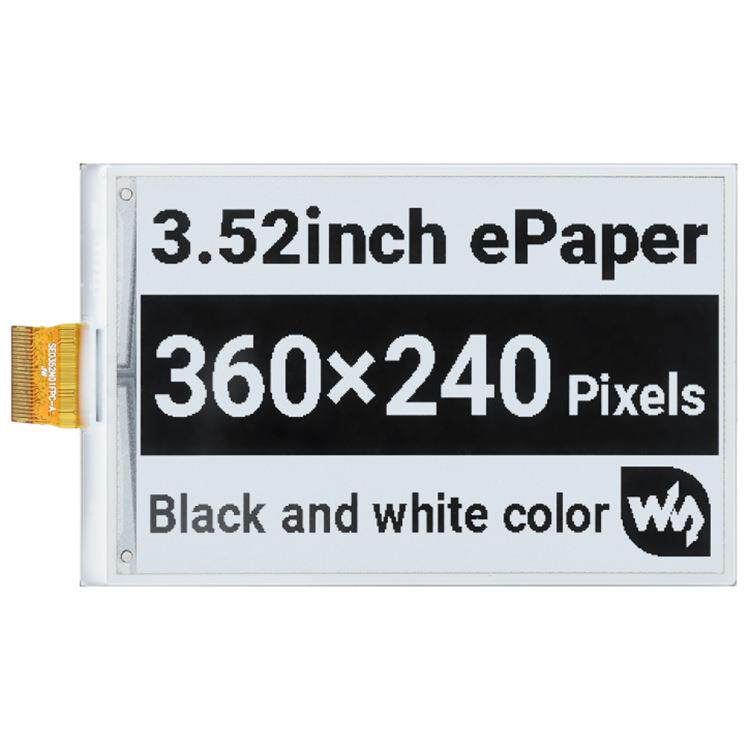 3.52寸e-Paper电子墨水屏裸屏 360×240像素 断电可显示 SPI通信