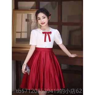 新款朗儿服童大合团体演出女童中唱小学生主持人诗歌诵唱歌表演服