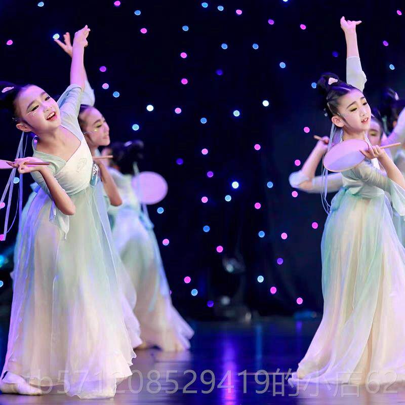 新款身儿童古典舞演出服韵纱练衣清庭云月国风舞蹈服功服扇子舞演