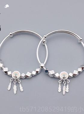 新款龙宝纯银9999纯银儿脚炼手炼宝新生儿婴子满月百孩日大孩子男