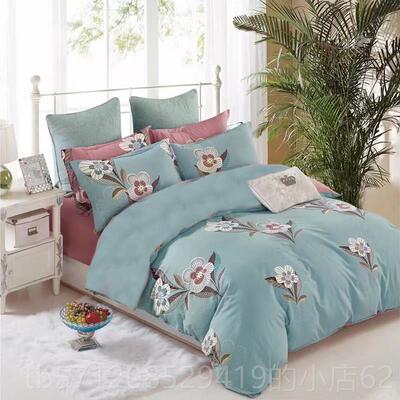 新款豪华版纯棉四件套床单被套大红色棉喜全4庆套双人1件.8m2米床