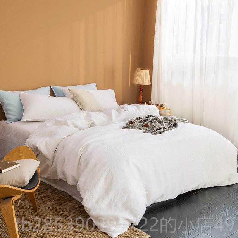 新款法国纯亚麻0件套亚麻被套四进口单床上用品北欧床10%全麻素纯