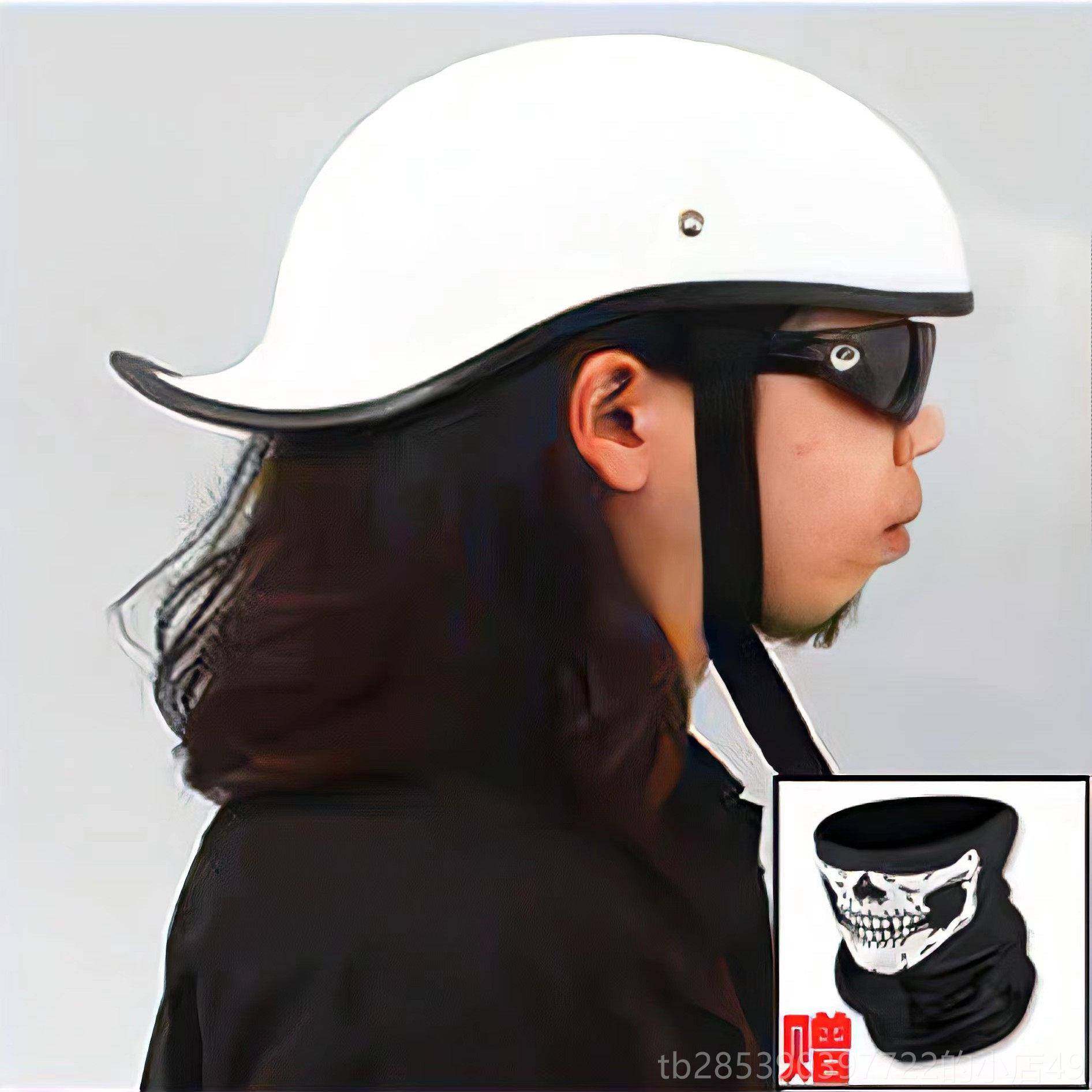 新款麦肯斯安全官日式机覆古车半盔巡航夏季男女饰玻装盔璃纤维小