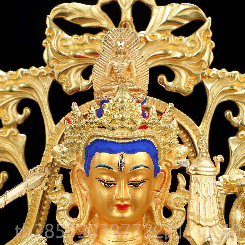 新款准佛母像黄铜鎏金居家奉提9寸佛堂摆件藏传供准提菩萨佛全像