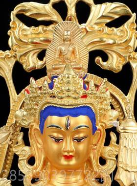 新款准佛母像黄铜鎏金居家奉提9寸佛堂摆件藏传供准提菩萨佛全像