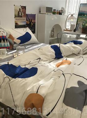 正品insm北欧套简约公寓床上件全棉纯棉被套男四士三件套1.5文艺