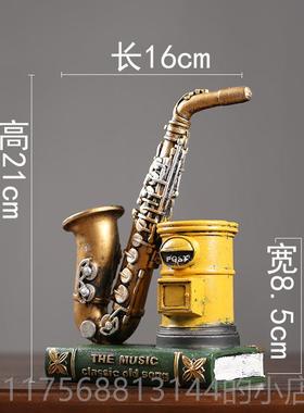 正品创时尚摆办公室书意房装饰品件美式复古学生萨克摆斯笔筒设礼