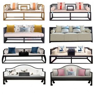 新中式实木沙发罗汉床现代简约禅意古典大厅客厅定制家具茶艺待客