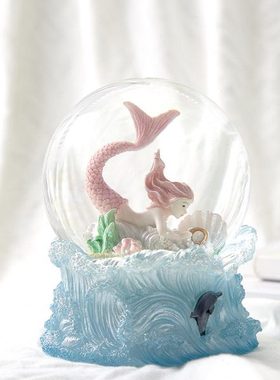 创意美人鱼水晶球卧室桌面摆件送儿童女生毕业情侣少女心生日礼物