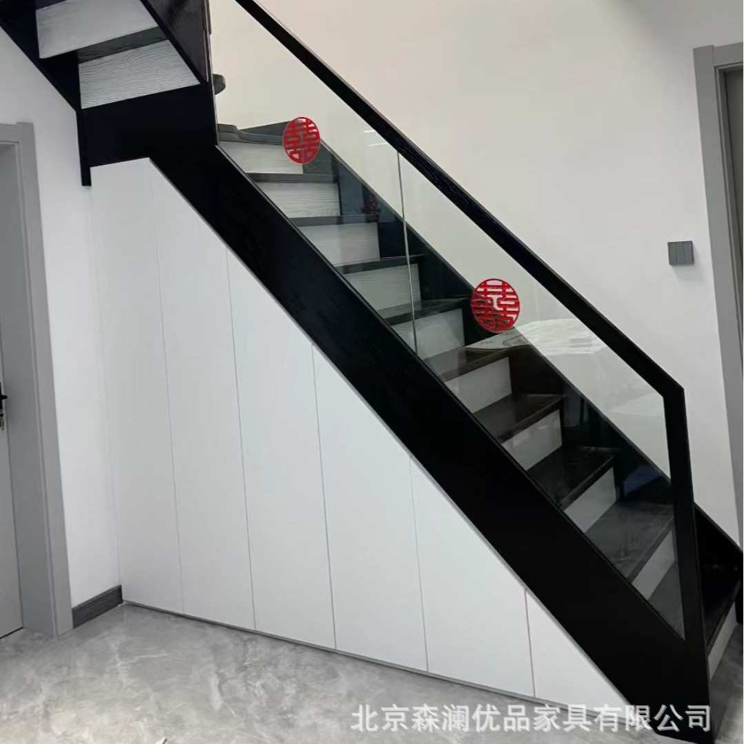 北京厂家定制楼梯异型柜收纳柜大容量楼梯现代简约去角储物异型柜