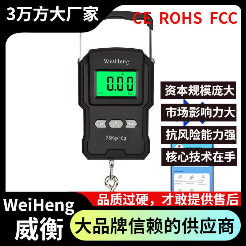 WeiHeng电子秤威衡家用称WH-A27菜市场充电手提秤75公斤定制快递